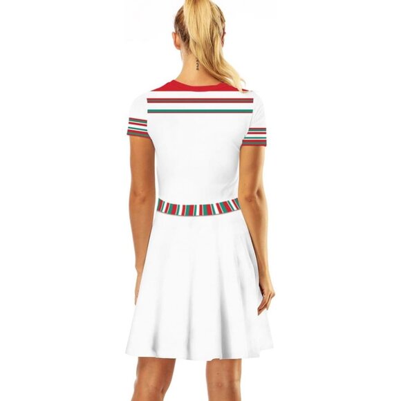 Women's Ugly Christmas Santa Dress 2 Snowman Holiday Print Dress for Party Xmas - Picture 4 of 4